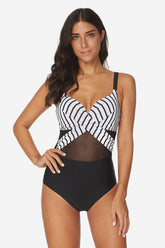 Maillot de bain une pièce rayé en maille